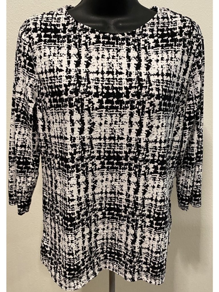 Emily Daniels Womens Size S Multicolor 3/4 Sleeve Blouse Black/White